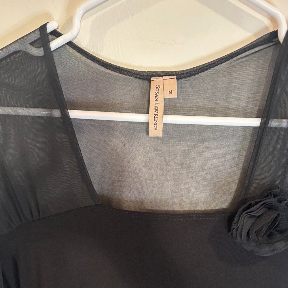 Susan Lawrence Black Sheer Sleeve Blouse - Picture 5 of 6
